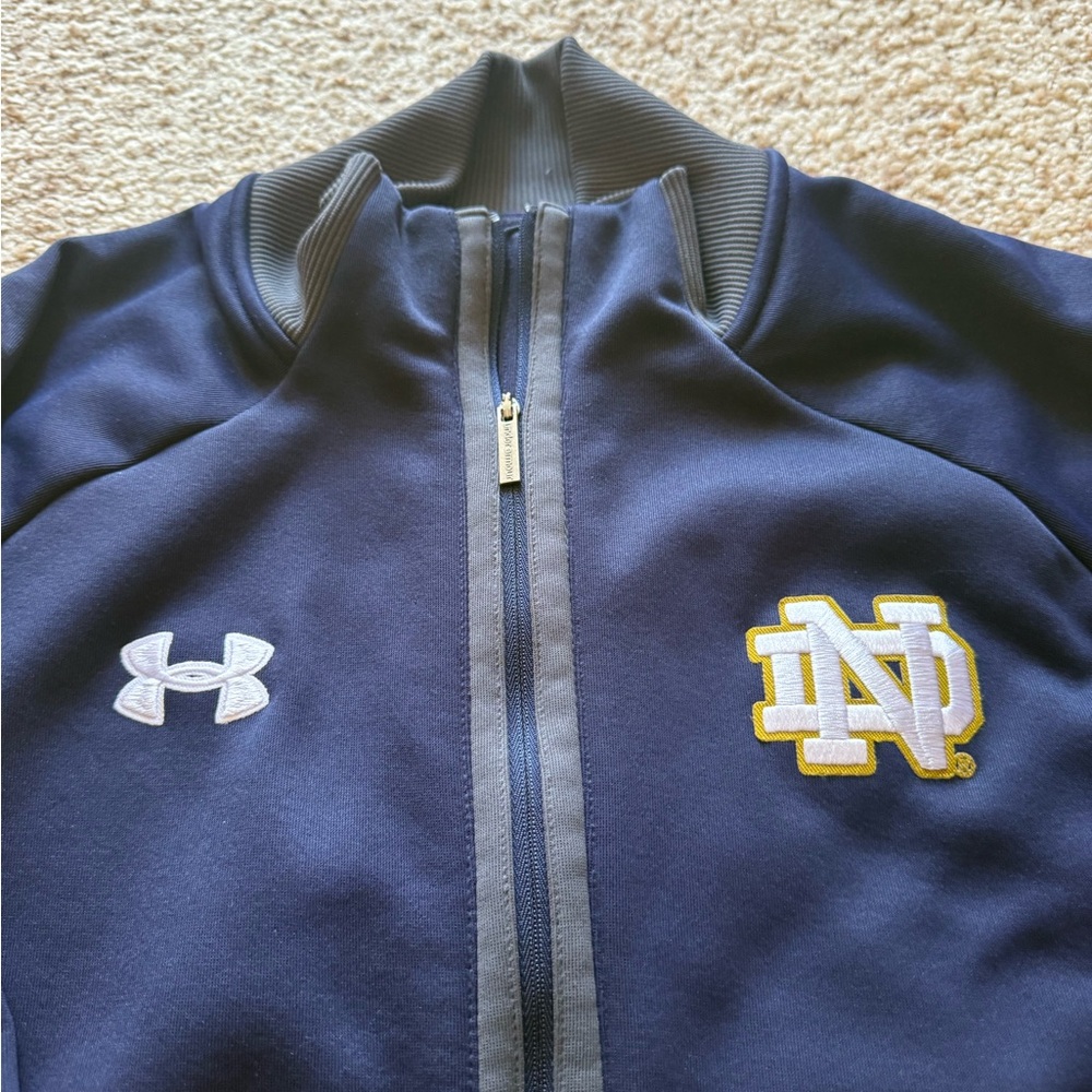 Under Armour Navy and Gold Notre Dame Full-Zip Track Jacket